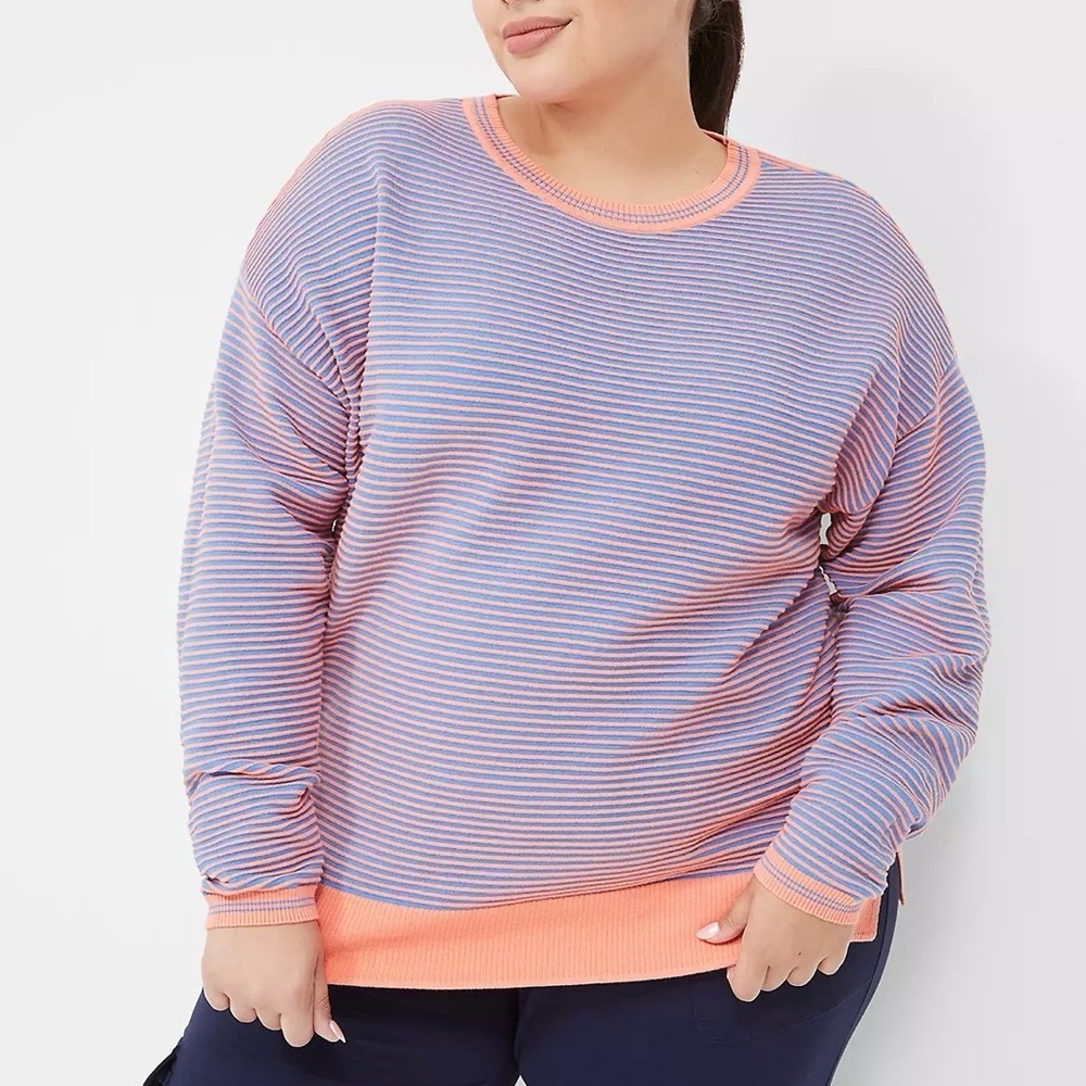 LIVI Lane Bryant Sweater Womens 22/24 Crewneck Textured Striped Knit Pullover